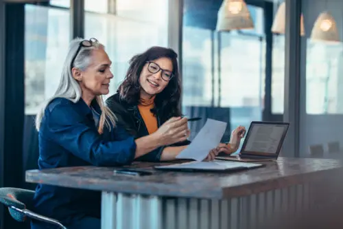 Women working on computer.
