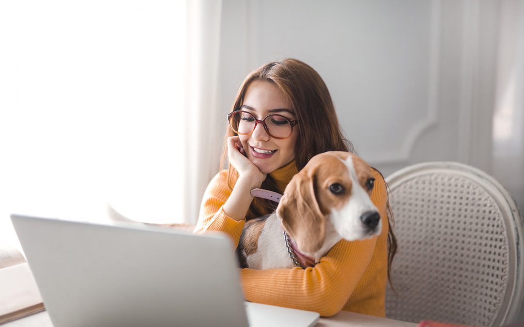 girl and dog