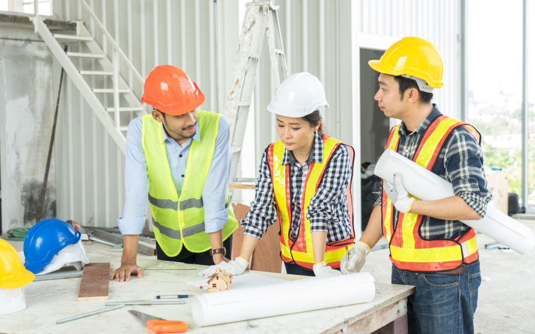 Engineers visit the construction site