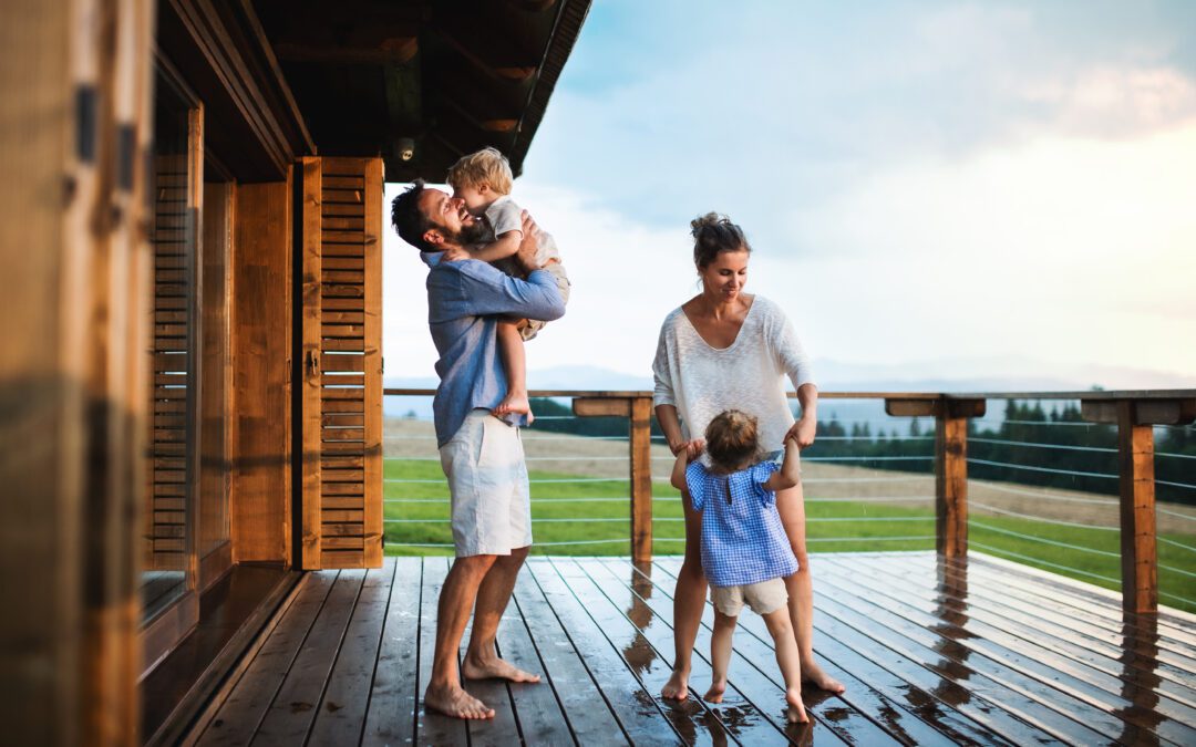 Family enjoying back deck.